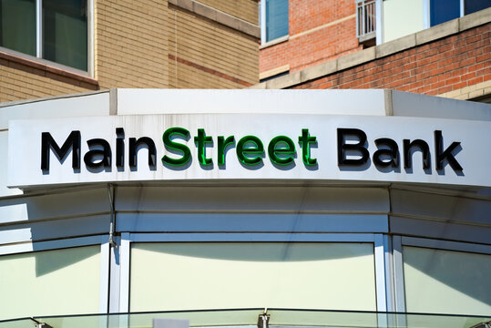 Arlington, VA - April 2, 2023: MainStreet Bank local branch office in the Washington DC metro area.
