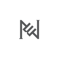 Alphabet letters Initials Monogram logo NW, WN, N and W