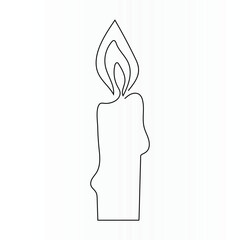 Continuous single line art drawing of candle light design and one line outline vector art illustration	