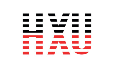 HXU three initial letter iconic line negative space minimal logo design vector template. monogram, abstract, wordmark, business, typography, minimalist, brand, company, flat, modern, unique, simple