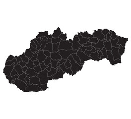 Slovakia map. Map of Slovakia in administrative provinces in black color