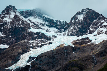 Cloud-covered glacier, Blue Ice - Torres del Paine, Chile 
