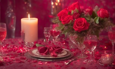 Obraz na płótnie Canvas Valentine's Day background with hearts on bokeh background