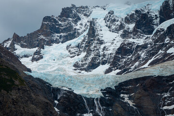 Obraz premium Blue Glacier and Snow-Covered Mountains - Frances Glacier, Torres del Paine, Chile 
