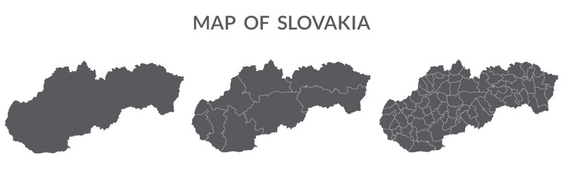 Slovakia map. Map of Slovakia in grey set