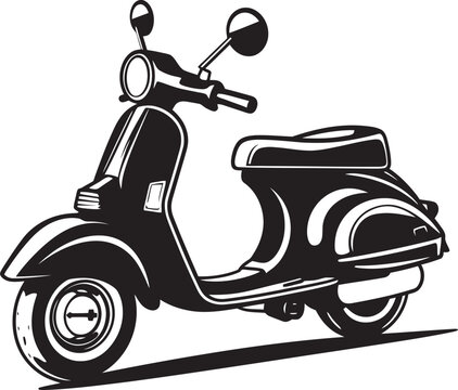 Black and White Scooter Vector DesignVectorized Modern Scooter Image
