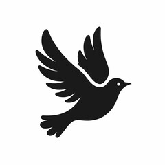 Obraz premium Flying Bird Silhouette in Full Spread 