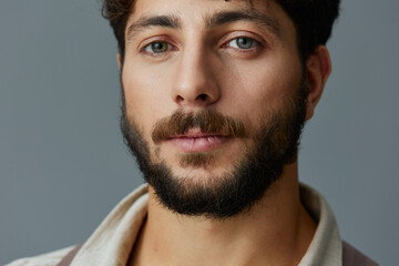 Fototapeta premium Model man person guy face isolated white caucasian adult attractive young portrait background