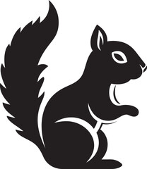Bold Squirrel Illustration Black and White VectorMysterious Squirrel Gaze Black Vector Style