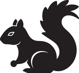 Detailed Squirrel Sketch Black Vector ArtMinimalist Squirrel Outline Black Vector Graphic