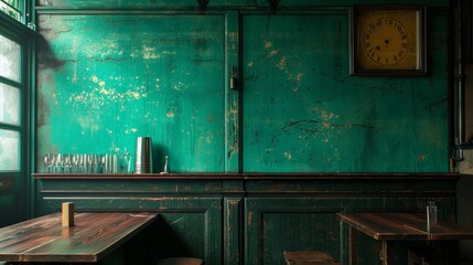 old textured wooden wall with copy space in an old irish or english pub