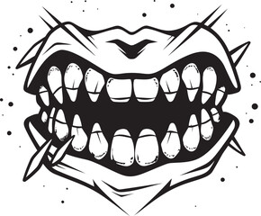 Shattered Harmony Monochrome Tooth InkGothic Resilience Broken Teeth Vector Ink