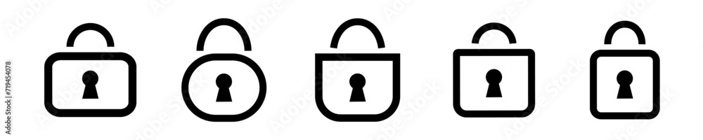 Poster lock minimalistic line icon. padlock protection security symbol