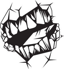 Ink Elegy Broken Tooth Black VectorMelancholic Decay Broken Teeth Illustration