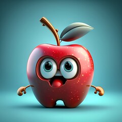3d apple with a worm