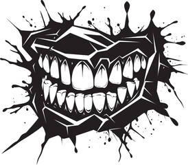Mystique Misery Broken Teeth Black InkArtful Damage Broken Tooth Vector Illustration