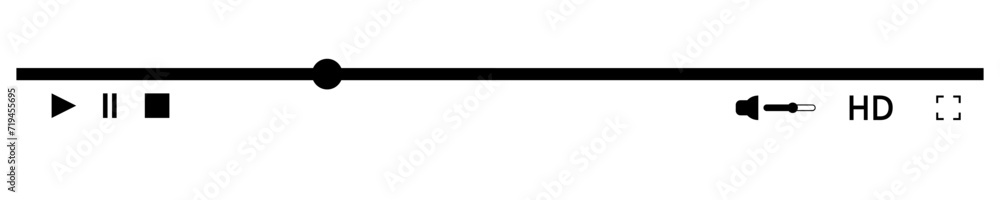 Poster video player play bar design interface. media player with play button icon vector