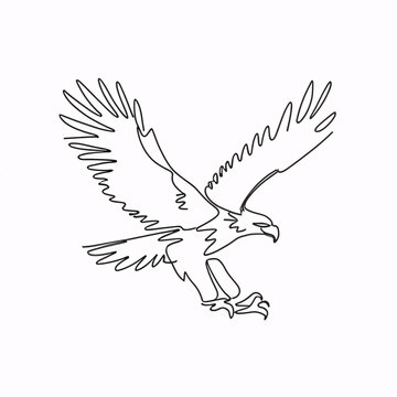 recommend clip art: One continuous line drawing of a majestic eagle in flight. Elegant and dynamic depiction of the bird of prey in a simple linear style.