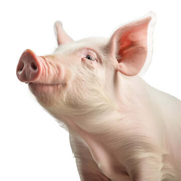 pig close up on isolated white background