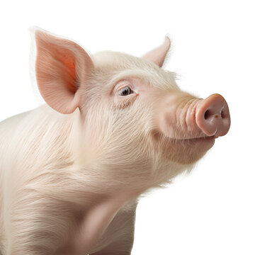 pig close up on isolated white background