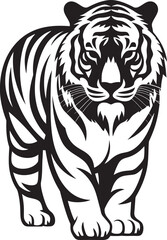 Mysterious Tiger Outline Intricate Shading of the WildGraceful Tiger Vector Flowing Lines of Feline Majesty