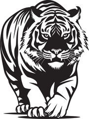 Dynamic Tiger Vector Energetic Lines in MonochromeGeometric Tiger Art Precision in Black Vector Form