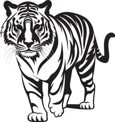 Geometric Tiger Art Precision in Black Vector FormMajestic Tiger Silhouette Regal Black Contours
