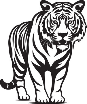 Stylized Tiger Profile Artistic Interpretation in Black VectorFluid Black Ink Tiger Raw Majesty in Monochrome