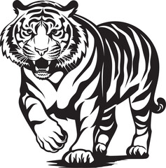 Abstracted Tiger Vector Merged Monochrome VisionFine Line Tiger Art Delicate Monochrome Beauty