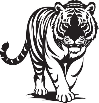 Detailed Black Ink Tiger Raw Monochrome MajestyStylized Monochrome Tiger Artistic Feline Representation