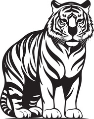 Majestic Tiger Profile Regal Monochrome ContoursDetailed Black Ink Tiger Raw Monochrome Majesty