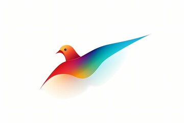 An elegant, minimalist vector depiction of a soaring bird in colorful hues, captured in a simplistic style on a white solid background