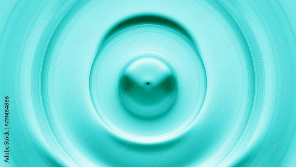 Poster hypnotic animation of moving wave from drop. design. circular waves on surface of colored liquid. ba