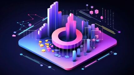 3D Vector Icon for Analyzing Data in Futuristic Detail