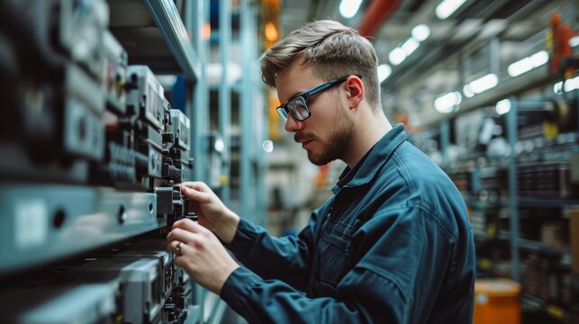 Computer And Electronic Device Repair Workshop. Master Uses Ultra-precise Equipment To Replace Worn-out Parts And Batteries.