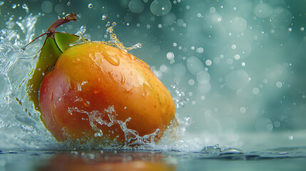  mango with water splash in