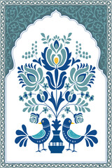 Hungarian Folk Design. Traditional embroidery flower and motif design. © Parimol