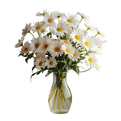 white flowers in vase isolated on transparent background Generative AI