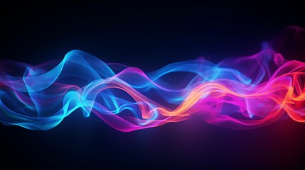 A 3d rendering featuring neon strings and smoke that are both colorful. - obrazy, fototapety, plakaty