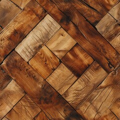 Seamless Wood Brown Parquet Background: Top View Wooden Floor Texture