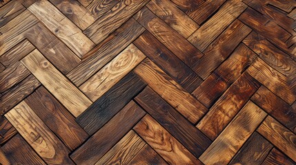 Seamless Wood Brown Parquet Background: Top View Wooden Floor Texture