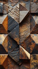 Seamless Abstract Brown Wooden Glazed Glossy Deco Glamour Mosaic
