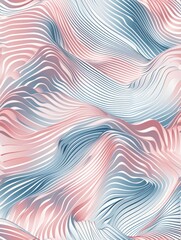Abstract Geometric Background with Flowing Lines and Waves: Modern Pale Pink and Light Blue Wavy Lines