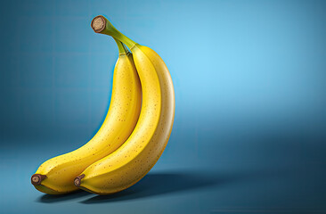 Two Bananas On Blue Background Isolated