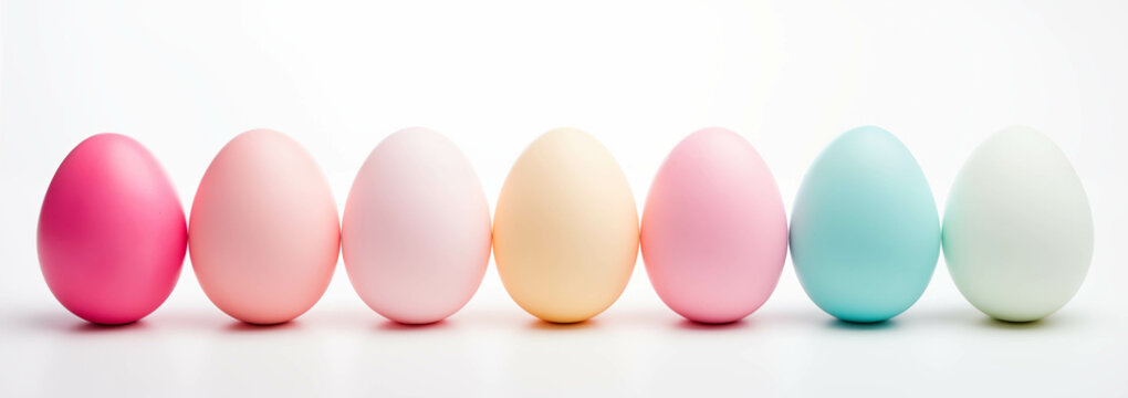 Image of seven easter eggs in a row commercial style banner