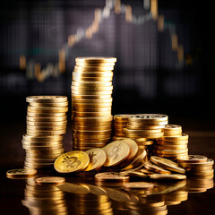 stacks of golden coins