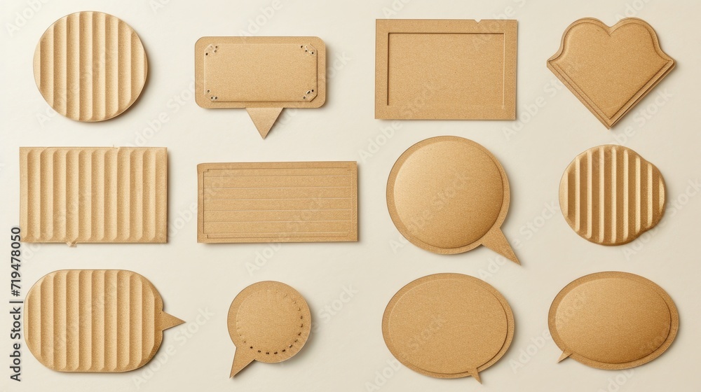 Aufkleber a collection of cardboard speech bubbles on a white surface. perfect for adding text or quotes to yo