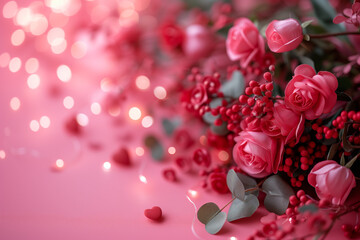 valentine day card pink rose petals