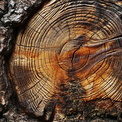 Fototapeta premium Seamless Top View of Engraved Wood Grain on Tree Trunk Texture