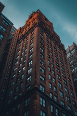 Fototapeta premium A photo of a tall building with numerous windows in a bustling city. Suitable for architecture, urban landscape, and cityscape themes